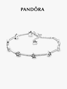 Pandora Silver Star Charm Bracelet with Crystal Accents